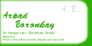 arpad boronkay business card