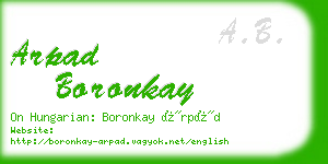 arpad boronkay business card